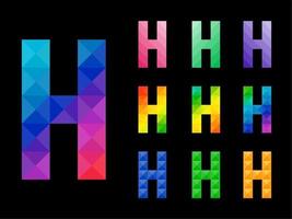 conjunto de letra h colorida vetor