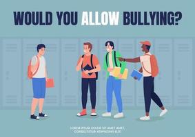 campanha anti-bullying para modelo de vetor plano de pôster escolar