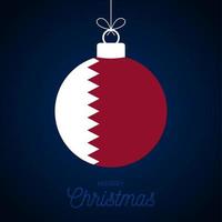 bola de ano novo de Natal com bandeira do qatar. vetor