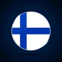 ícone do botão do círculo da bandeira nacional da finlândia vetor