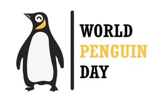 ícone de pinguim com letras do dia mundial do pinguim vetor
