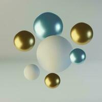 azul e ouro esferas do bolas. realista abstrato fundo com 3d. azul e branco bolhas. vetor ilustração