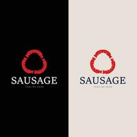 linguiça logotipo, simples churrasco linguiça grelhado carne Projeto para restaurante negócios, vetor ilustração