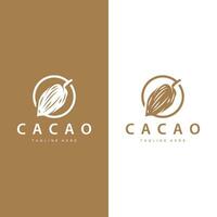 chocolate feijão logotipo, chocolate plantar Projeto com simples semente folha e haste conceito, para o negócio branding vetor