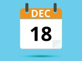 18 dezembro. plano ícone calendário isolado em azul fundo. vetor ilustração.