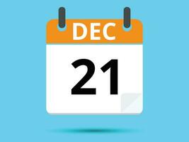 21 dezembro. plano ícone calendário isolado em azul fundo. vetor ilustração.
