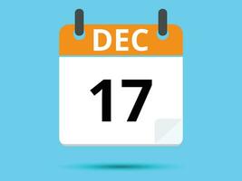 17 dezembro. plano ícone calendário isolado em azul fundo. vetor ilustração.