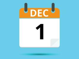 1 dezembro. plano ícone calendário isolado em azul fundo. vetor ilustração.