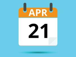 21 abril. plano ícone calendário isolado em azul fundo. vetor ilustração.