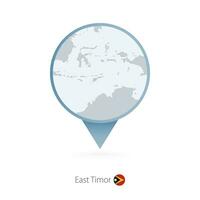 mapa PIN com detalhado mapa do leste timor e vizinho países. vetor