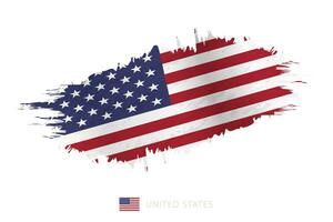 pintado pincelada bandeira do EUA com acenando efeito. vetor