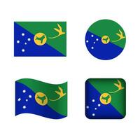 vetor Natal ilha nacional bandeira ícones conjunto