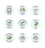 compreensivo vetor conjunto do circular crachá ícones para natural e orgânico cosméticos e sustentável produtos.