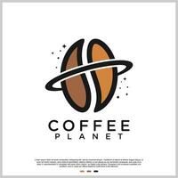 café planeta logotipo Projeto modelo criativo conceito Prêmio vetor