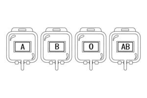 esboço sangue doação saco com diferente tipos do sangue vetor