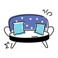 aqui uma mão desenhado ícone representando sofá almofadas vetor