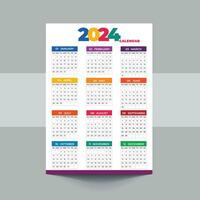 2024 calendário modelo Projeto. semana começa em domingo escritório calendário. Área de Trabalho planejador dentro simples limpar \ limpo estilo. corporativo ou o negócio calendário. Inglês vetor calendário layout.