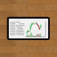 gráfico e gráfico em tábua. moeda diagrama financeiro, análise comércio info. vetor ilustração