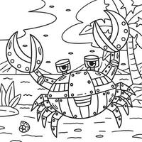 robô caranguejo coloração página para crianças vetor