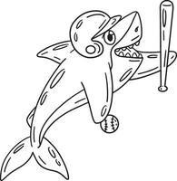beisebol Tubarão isolado coloração página para crianças vetor