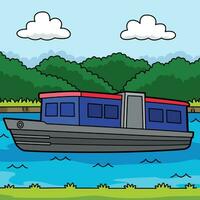 barco estreito veículo colori desenho animado ilustração vetor