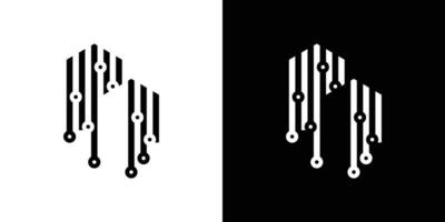 logotipo Projeto combinando a forma do uma construção com Internet cabos. vetor