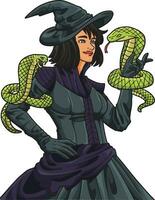 dia das Bruxas serpente domador desenho animado colori clipart vetor