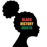 mão desenhar afro fêmea Penteado silhueta. Preto história mês. africano americano história. vetor