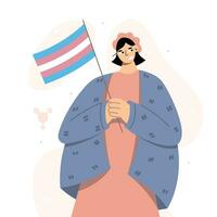 pessoa afro-americana transgênero com bandeira colorida. mês do orgulho lgbtq. vetor