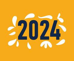 2024 Novo ano feriado abstrato azul e branco gráfico Projeto vetor logotipo símbolo ilustração com amarelo fundo