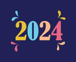 2024 Novo ano feriado abstrato gráfico multicolorido Projeto vetor logotipo símbolo ilustração com azul fundo