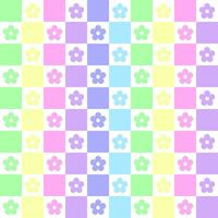pastel arco Iris cores e flores dentro uma xadrez padronizar Projeto para montagem toalhas de mesa, invólucro papel, piquenique tapetes, tapetes, pano, têxteis, lenços. vetor