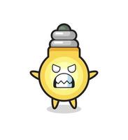 expressão colérica do personagem mascote da lâmpada vetor