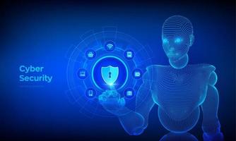cíber segurança. conceito de negócio de proteção de dados na tela virtual. vetor