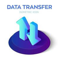 ícone isométrico de transferência de dados. Setas de upload de download 3D isométrico. vetor