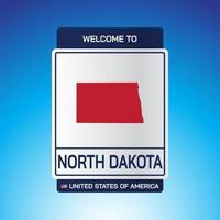 o sinal estados unidos da américa com mensagem, norte dakota e mapa vetor