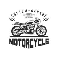 motocicleta personalizadas garagem ilustração, motocicleta serviço e peças. vintage personalizadas motocicleta emblemas, rótulos, Distintivos, logotipos, impressões, modelos. vetor