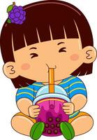 menina crianças bebendo gelado bolha vetor ilustração