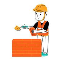 jovem homem construtor vetor ilustração