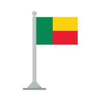 bandeira do benin em mastro de bandeira isolado vetor