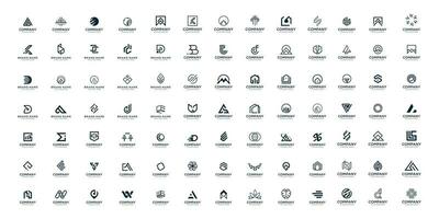 conjunto do mega agrupar companhia logotipo Projeto elemento ícone idéia vetor