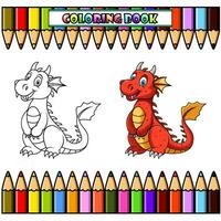 desenho animado Dragão para coloração livro vetor