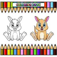 fofa bebê canguru desenho animado sentado para coloração vetor