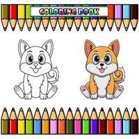 fofa bebê Shiba inu desenho animado sentado para coloração vetor