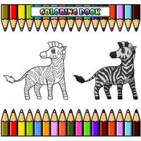 desenho animado zebra para coloração livro vetor