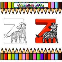 ilustração do z carta para zebra para coloração livro vetor