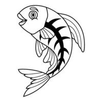 desenho animado raio X peixe em branco fundo linha arte vetor