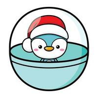 fofa e kawaii Natal pinguim dentro gachapon gacha bola vetor