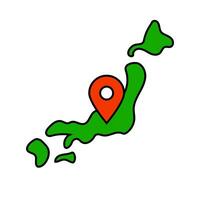 japonês mapa e mapa PIN ícone. vetor. vetor