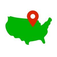 americano mapa e mapa PIN ícone. vetor. vetor